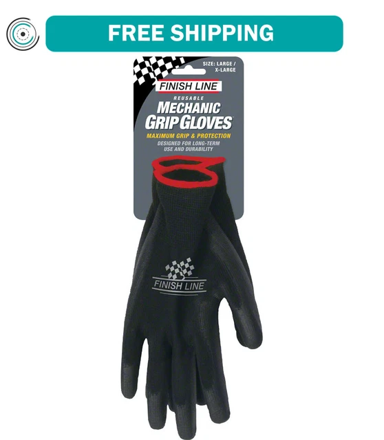 Finish Line Mechanic's Grip Gloves LG XL Latex Free Polyurethane