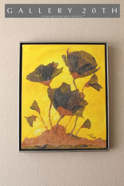 Mid Century Modern Abstract Flowers Expressionist Art! Orig. Painting Vtg 60'S