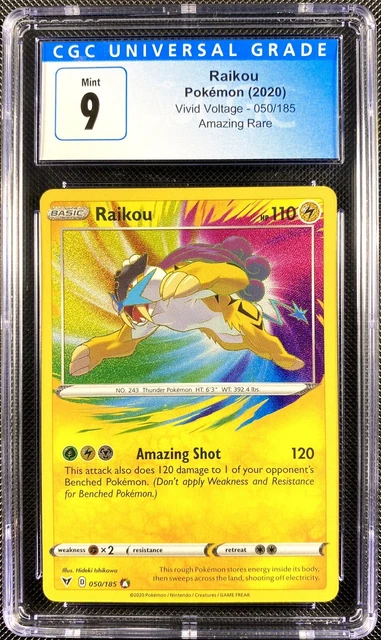 Raikou 050/185 Vivid Voltage - Amazing Rare Graded Pokemon Card - CGC 9 Mint