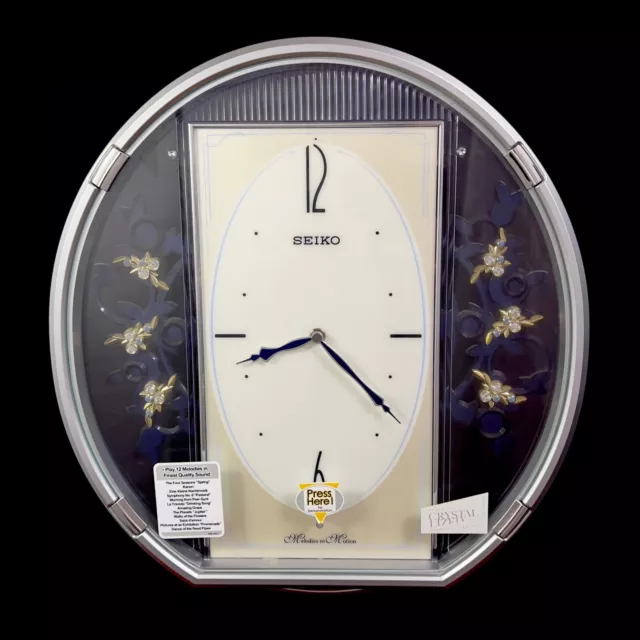 MIB Seiko QXM158SRH Crystal Pendulums Melodies In Motion Musical Wall Clock