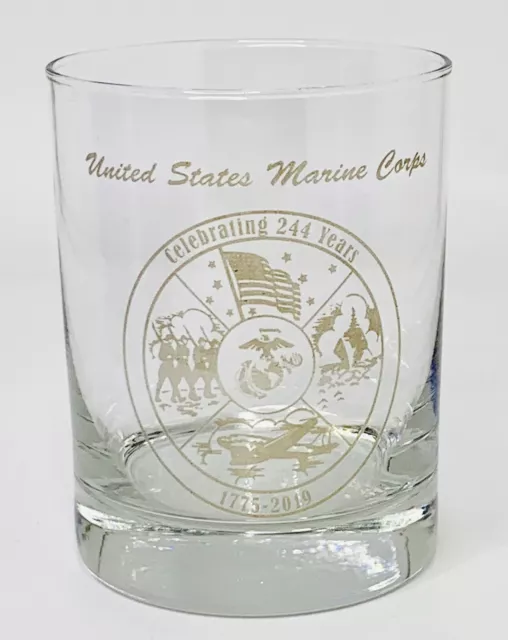 MARINE CORP United States VTG 244th ANNIVERSARY CELEBRATING 1775-2019 Glass