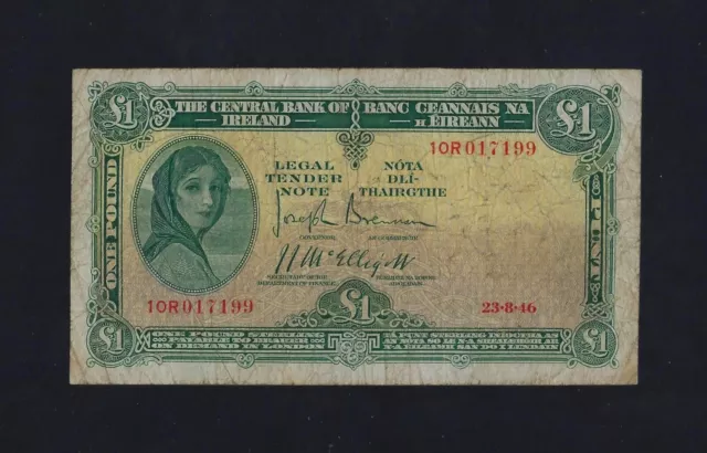 IRELAND REPUBLIC 1 Pound NOVEMBER 1946 P-57  F-VF  KEY DATE