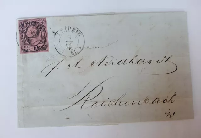 Altdeutschland Sachsen Nr. 9 auf Brief mit Stempel Leipzig