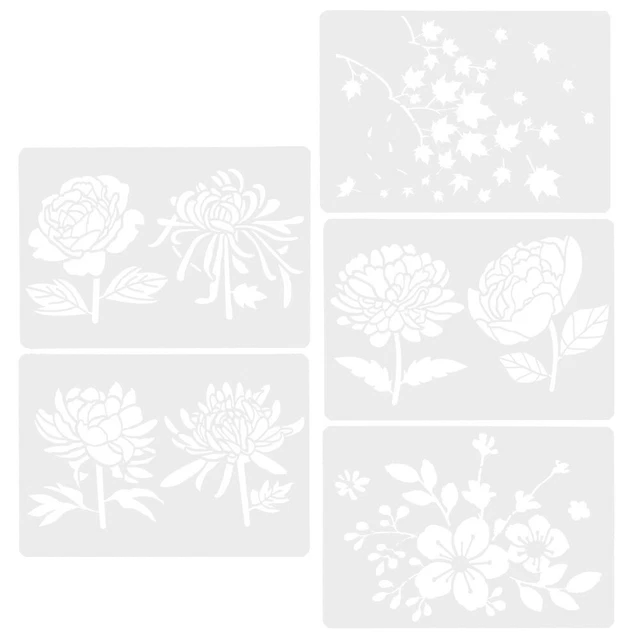 5 piezas Plantilla para colorear La mascota para dibujar flores White
