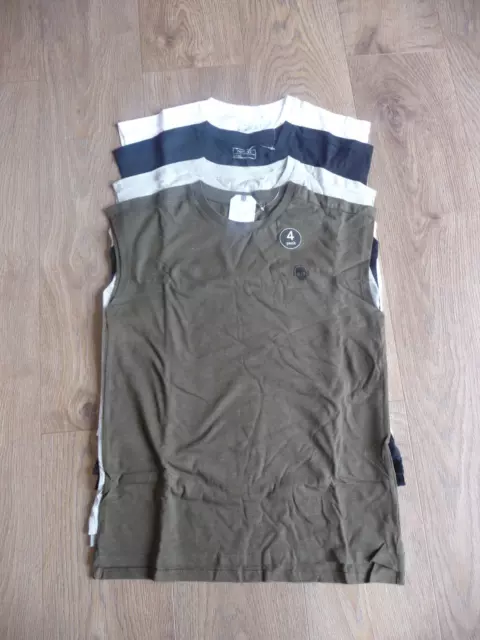 Next boy`s 4 sleeveless T shirts age 12 BN with tags £17.50 new