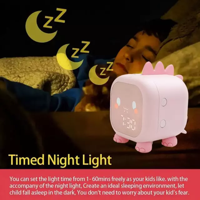 Cute Alarm Clock For Children Dinosaur Digital Alarm Night With Clock F5K5 3