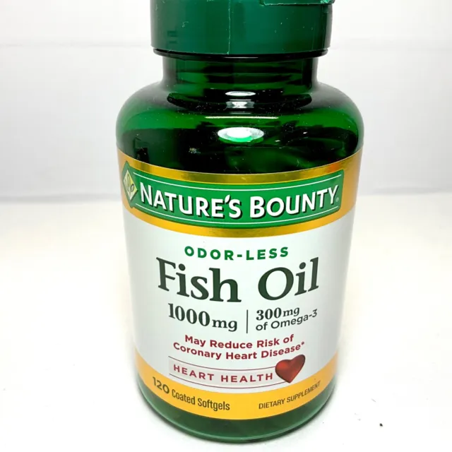 Nature's Bounty Fish Oil 1000 mg Omega-3 Odorless  120 Coated Softgels 7/2024