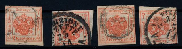 LOMBARDEI-VENETIEN 18.. 4ZEITUNGSSTEMPELMARKEN! FARBVARIANTE! Interessanter lot!