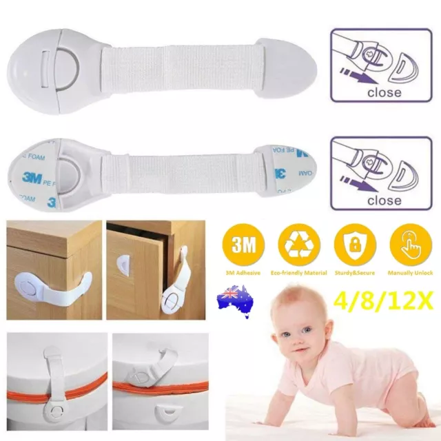 Child Kid Baby Safety Locks Door Drawer Fridge Cupboard Cabinet Adhesive Lock AU