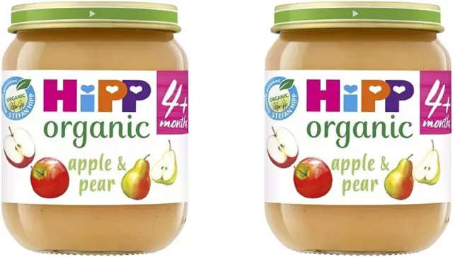 HiPP Organic Apple and Pear Baby Food Jar 4+ Months 6 x 125g Pack of 2