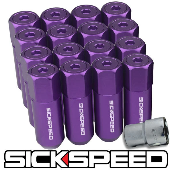 Sickspeed 16 PC Violet Aluminium Étendu 60MM Verrouillage Écrou Écrous 1/2X20