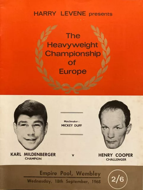 Boxing Programme & Ticket - Henry Cooper v Karl Mildenberger at Wembley 1968