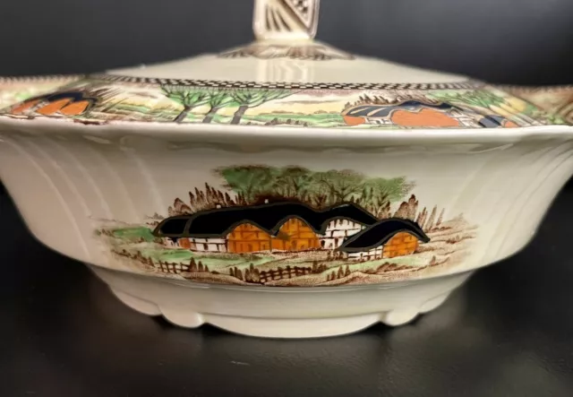 MYOTT Son & Co Art Deco England’s Countryside Lidded Soup Tureen, 1930s 3