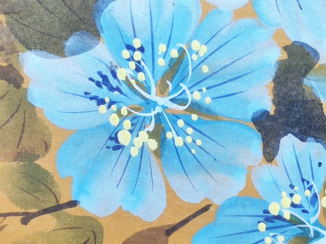 Peinture Sur Soie Japonaise Signée – Oiseaux Et Fleurs – Tableau Art Vintage