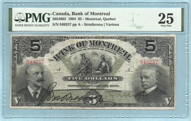 Canada - Bank of Montreal 5 Dollars - 2.1.1904 - Ch#5054802 - Banknote - PMG 25
