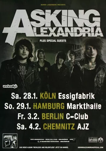 Asking Alexandria - Run Free Part 1, Tour 2012 | Konzertplakat | Poster