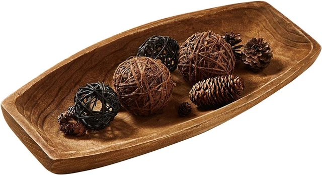 17.25"x 8.8" Hand Carved Wooden Dough Bowls for Decor Rustic Wood