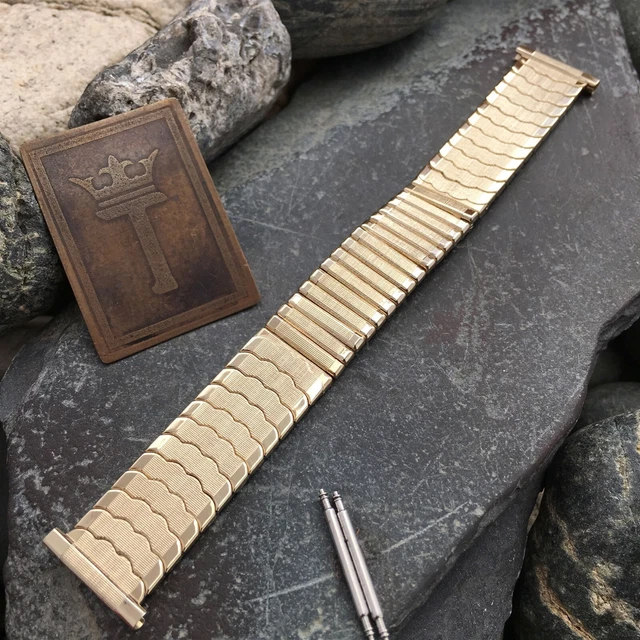 1959 3/4" Speidel USA 10k Gold-Filled Riptide Expansion nos Vintage Watch Band