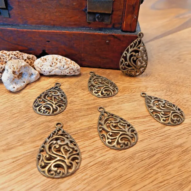 6Tropfen Tränen antik Bronze Charms Kettenanhänger Schmuckherstellung  DIY (1)