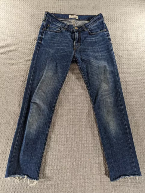 ACNE Studios Jeans Adult 29 Blue Ace Stretch Vint Cropped Raw Hem Fits 29x27