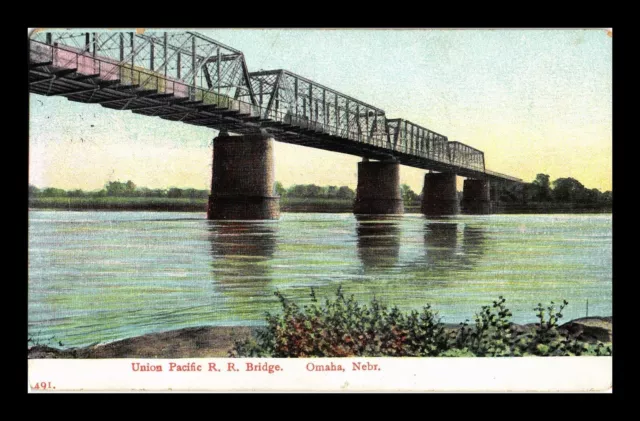 Dr Jim Stamps Us Postcard Union Pacific Railroad Bridge Omaha Nebraska