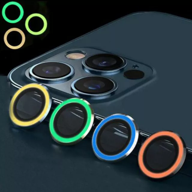 Luminous Camera Lens Glass Protector Metal Ring For iPhone 14 13 12 11 Pro Max