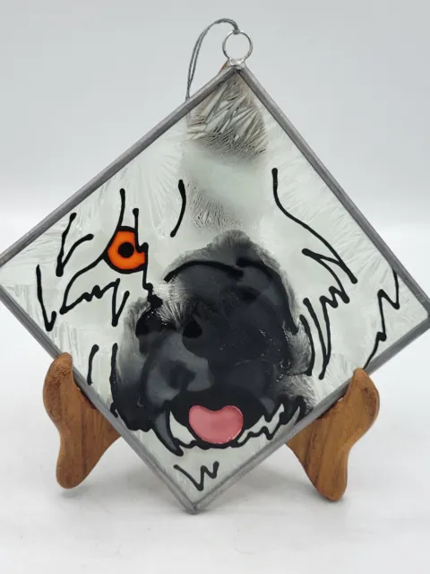 Old English Sheep Dog Stained Glass Suncatcher  5"×5"