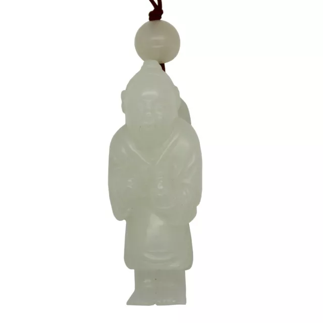 Hand Carved Chinese White Jade Jadeite Scholar Figure Ornament k132N