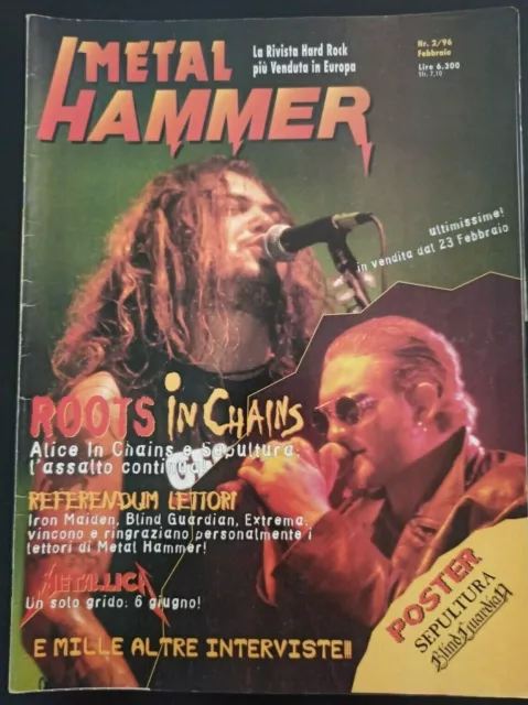 METAL HAMMER Rivista Heavy Magazine N° 2 -  ALICE IN CHAINS SEPULTURA Italy 1996