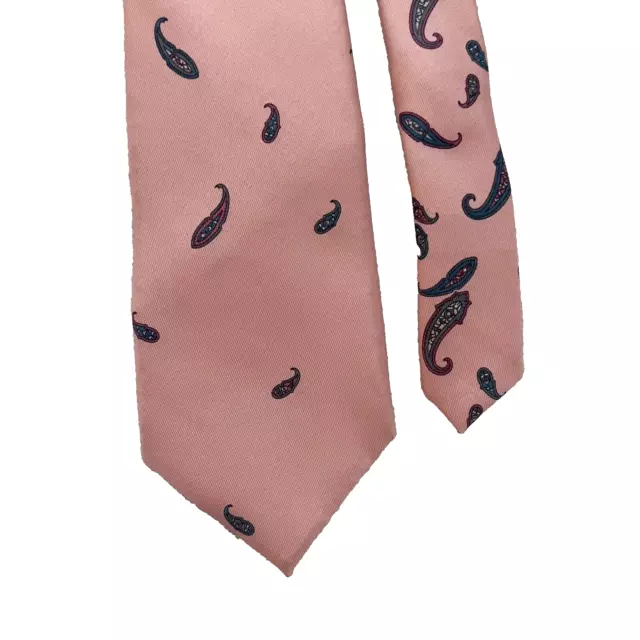 OSCAR DE LA Renta Mens Pink Silk Paisley Tie Retro Designer * $12.95 ...