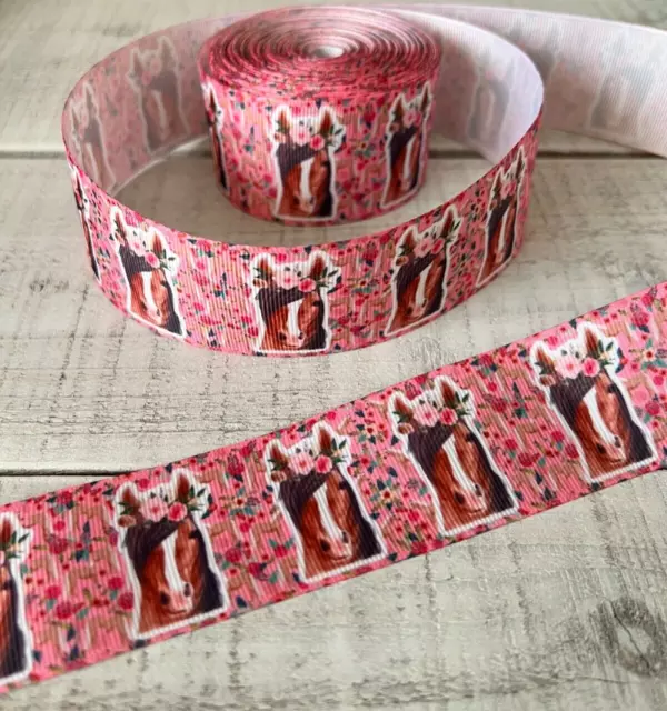 Horse Print Grosgrain Ribbon - 2 Metres x 38mm