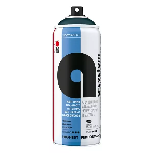 (32,38€/L) Marabu a-system, Paynesgrau 980, 400ml Premium-Spraydose