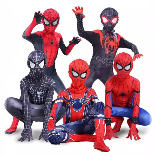 Kids SpiderMan Cosplay Costume Boys Tobey Maguire Outfit Jumpsuit Fancy Dress