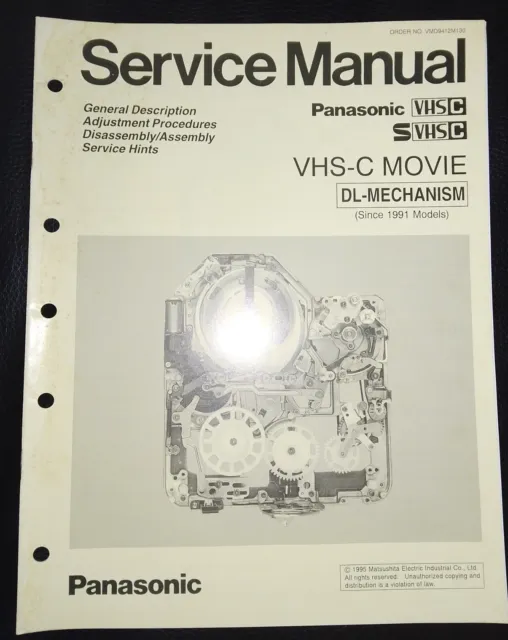 PANASONIC VHS-C Movie DL manuale di servizio riparazione meccanismo VRD9412M130 dal 1991
