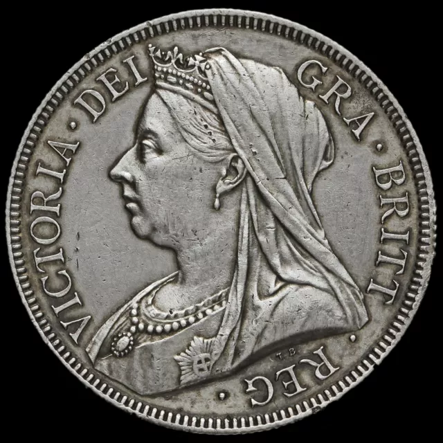 1893 Queen Victoria Veiled Head Silver Half Crown, EF