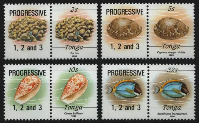 Tonga 1990 - Mi-Nr. 1136-1139 I ** - MNH - Druckphase - Meerestiere