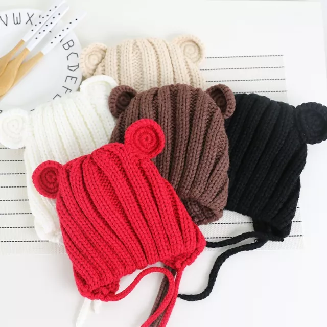 Baby Kid Knit -Beanie Hat Bobble Caps Fur Pom Girls Newborn Kids Winter Warm Hat