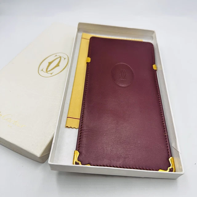Custodia occhiali Cartier astuccio occhiali occhiali da sole rosso oro pelle vintage anni 80 NUOVO