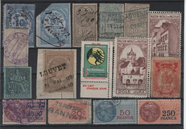 FRANCE 1900s COLLECTION OF 16 DIFFERENT MH/USED REVENUE STAMPS