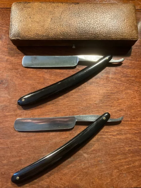 Vintage Sheffield made Horne Brothers Straight Razors x 2 in Presentation Box