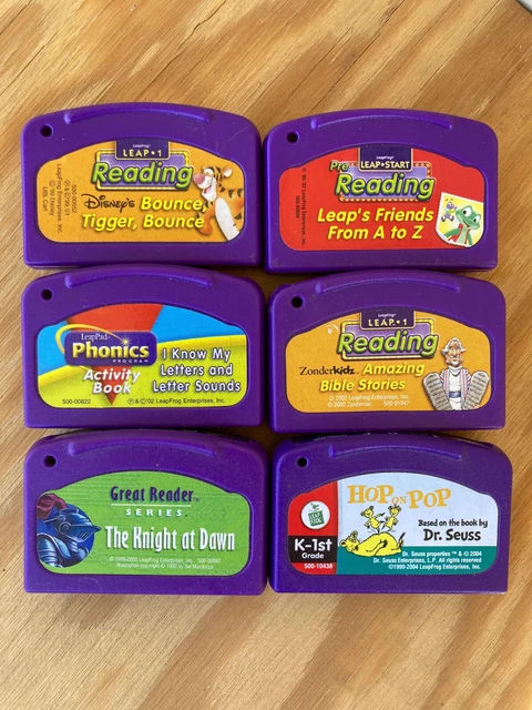 Lot 6 LeapPad Leap Frog cartridges Reading Phonics - Tigger - Bible - Hop on Pop