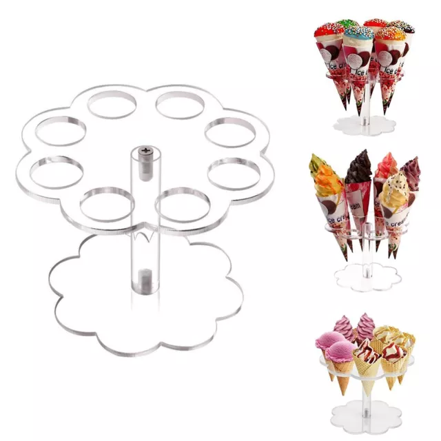 Acrylic Ice Cream Cone Holder Stand Sturdy and Safe Stand for Buffet Food