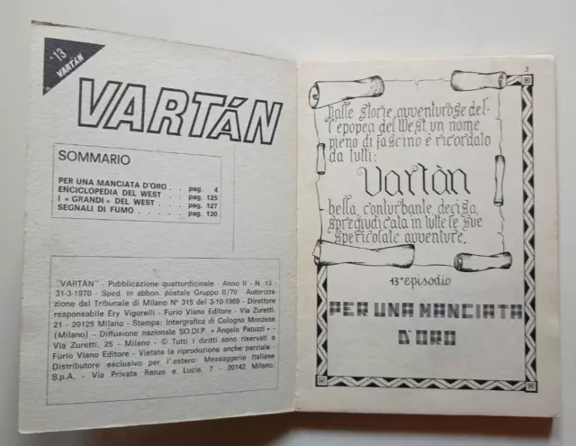 Vartan N° 13 1970 Per Una Manciata D'oro Furio Viano Ed. Edicola Cveb 3