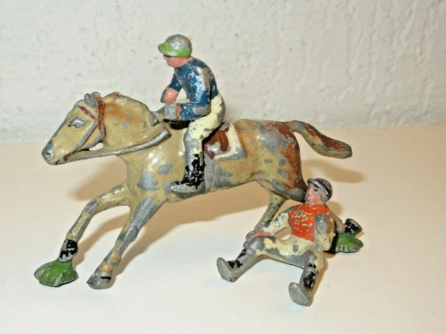 Figurine CBG Mignot – Jockey à Cheval – Tiercé, équitation – Plomb Peint, échelle 60mm – Rare