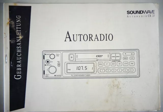 Operating Instructions/Manual Soundwave Radio Cx 27