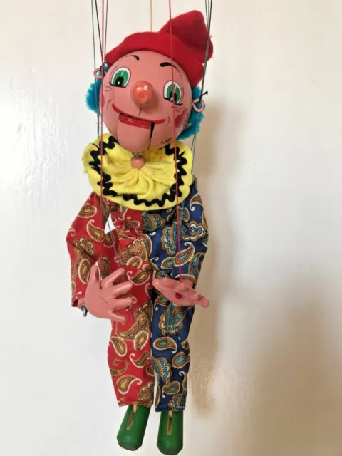 Vintage 60s Pelham Puppets Talking Clown Marionette PAISLEY w/ box  Very Nice