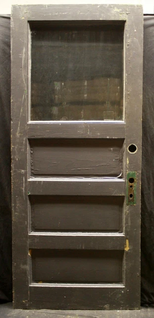 2 avail 34x82x1.75" Antique Vintage Old SOLID Wood Entry Doors Window Wavy Glass