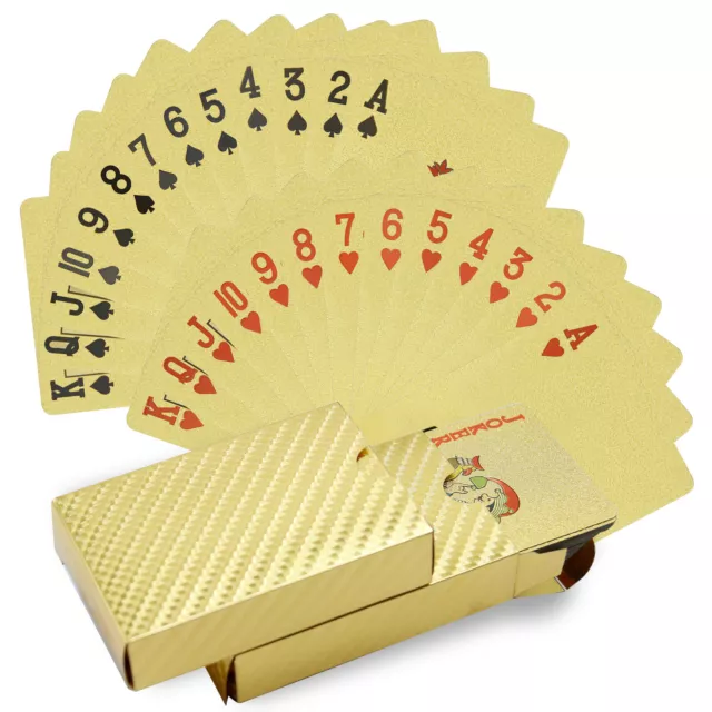 Spielkarten 2 Pokerdecks Pokerkarten Poker Cards Wasserdichtes Plastik Gold