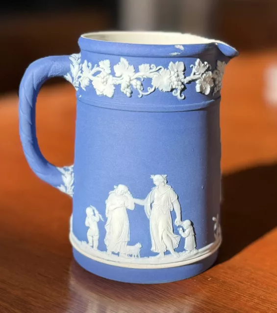 Vintage Wedgwood 4 1/4" Cream Pitcher Jasper Ware Blue England