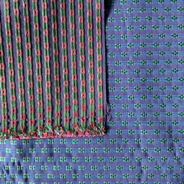 VINTAGE UPHOLSTERY JACQUARD Tapestry Fabric Dash Stripe Blue 2.5 Yards ...